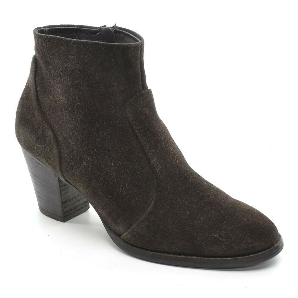 Paul Green Brown Suede Zip Chunky Heel Booties 36 / 6